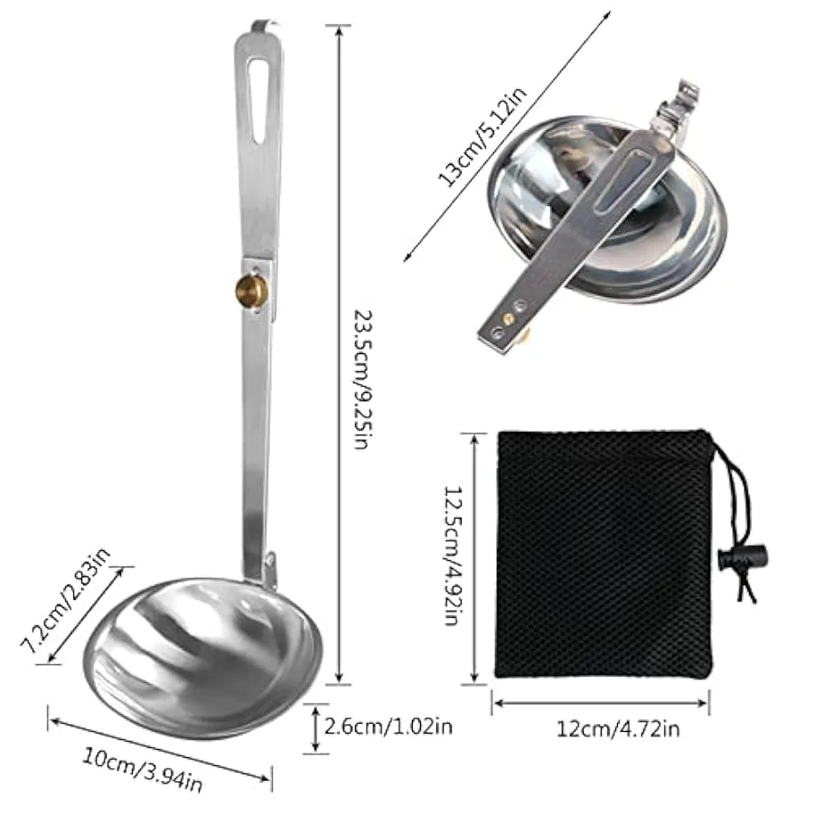 1Pc Portatile In Acciaio Inox Stoviglie All’aperto Campeggio Cucchiaio Pieghevole Mestolo Da Cucina Utensili Da Cucina Con Manic