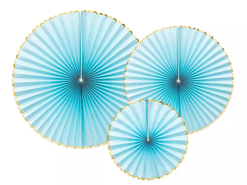 3 rosette in carta Candy Party blu pastello