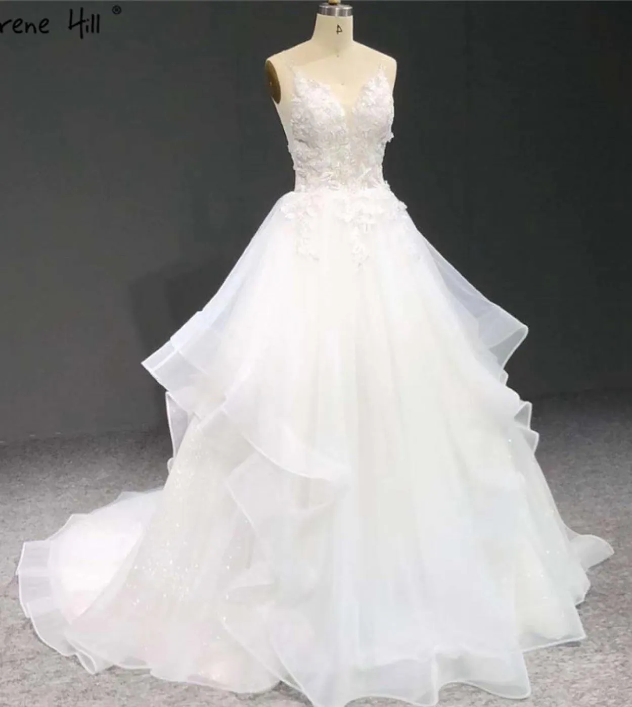 Abiti da sposa bianchi fatti a mano con paillettes di fiori senza maniche semplici abiti da sposa fotografici Ha2327 Matrimonio