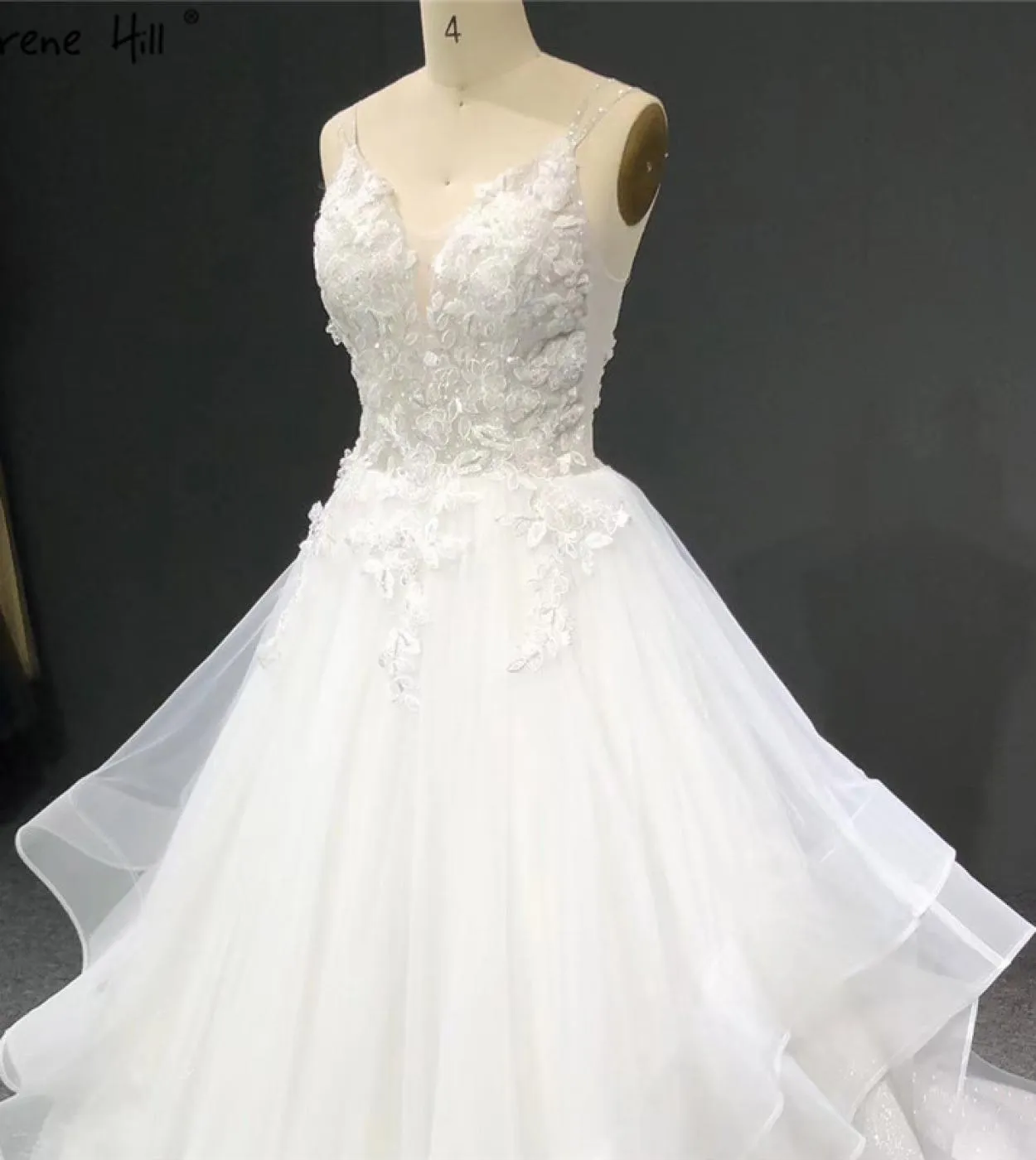 Abiti da sposa bianchi fatti a mano con paillettes di fiori senza maniche semplici abiti da sposa fotografici Ha2327 Matrimonio