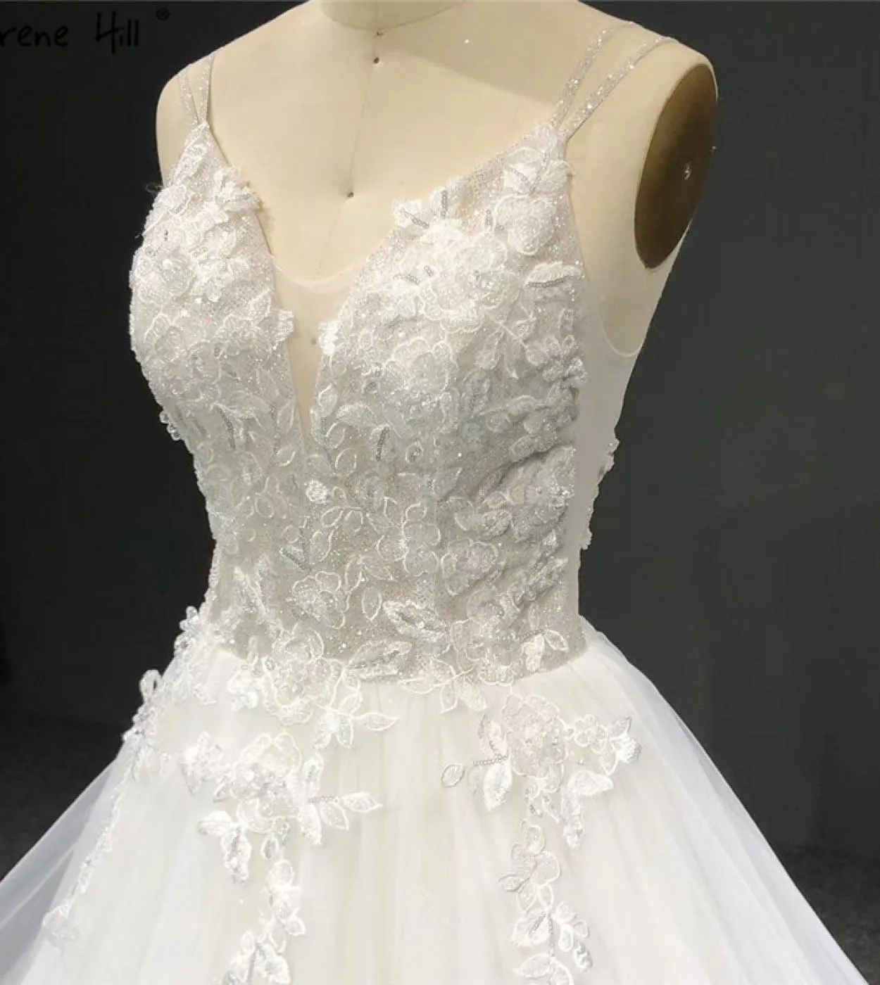 Abiti da sposa bianchi fatti a mano con paillettes di fiori senza maniche semplici abiti da sposa fotografici Ha2327 Matrimonio