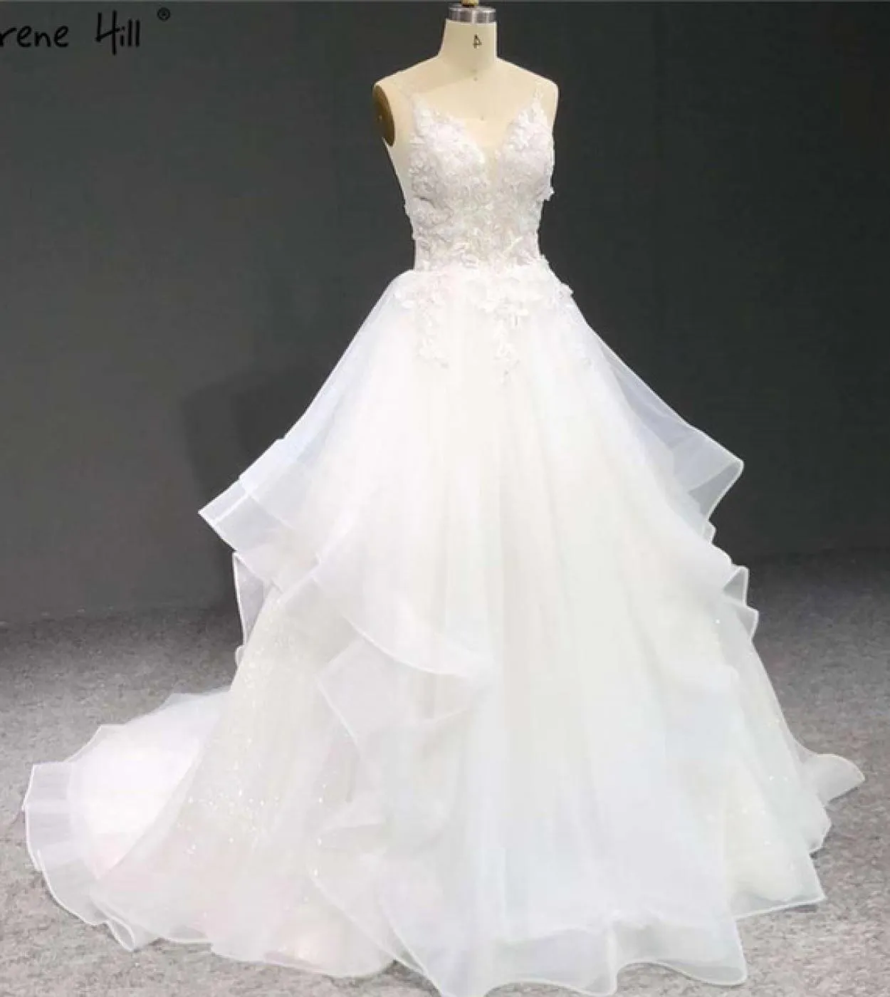 Abiti da sposa bianchi fatti a mano con paillettes di fiori senza maniche semplici abiti da sposa fotografici Ha2327 Matrimonio