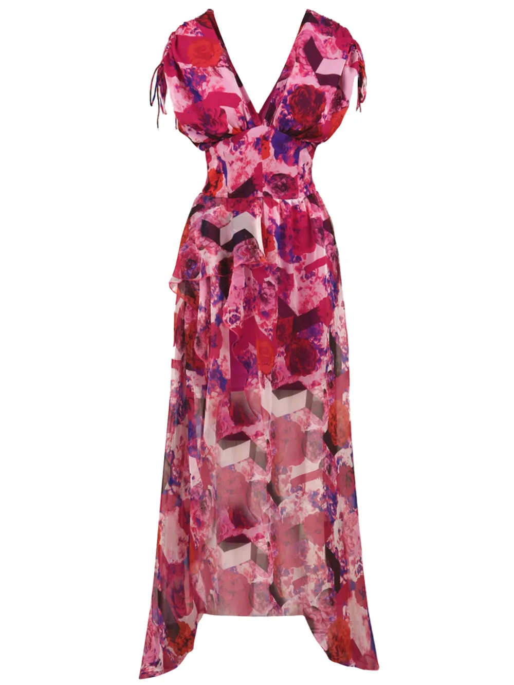 Abito Donna con spacco con volant