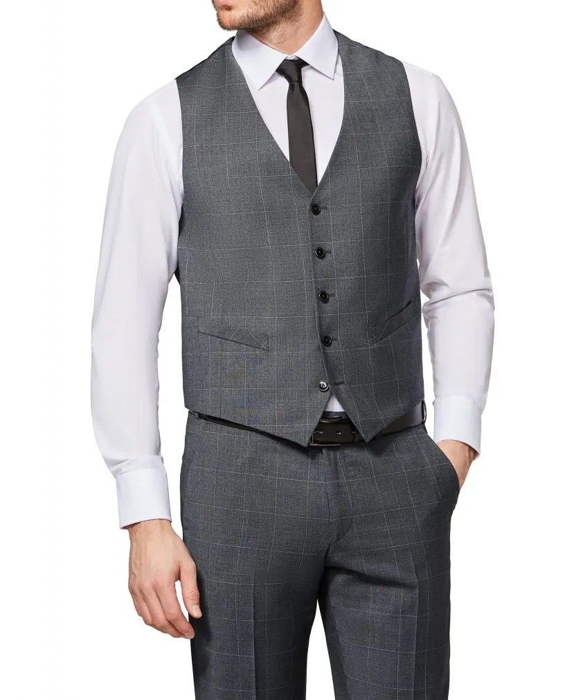 Abito grigio a quadri digel drop quattro corto con gilet