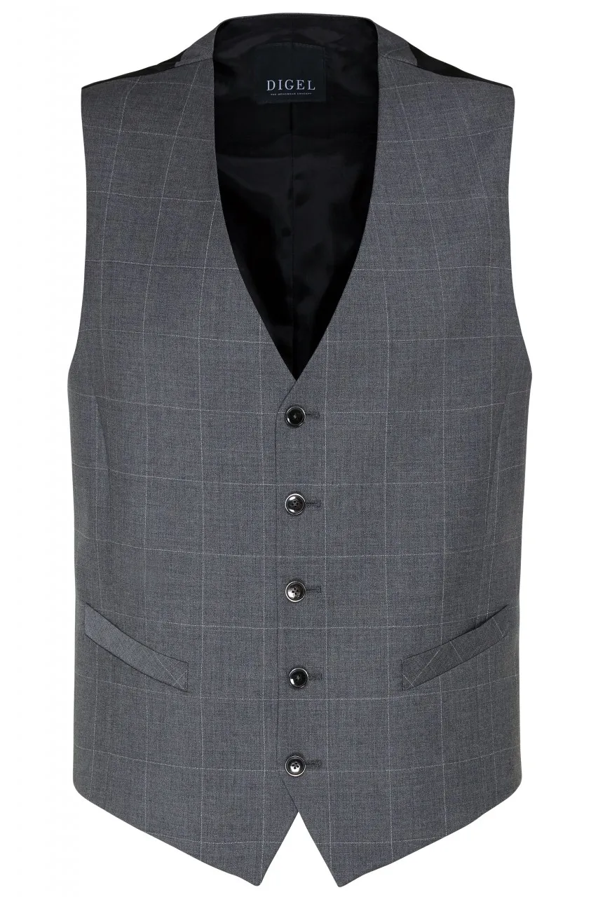 Abito grigio a quadri digel drop quattro corto con gilet