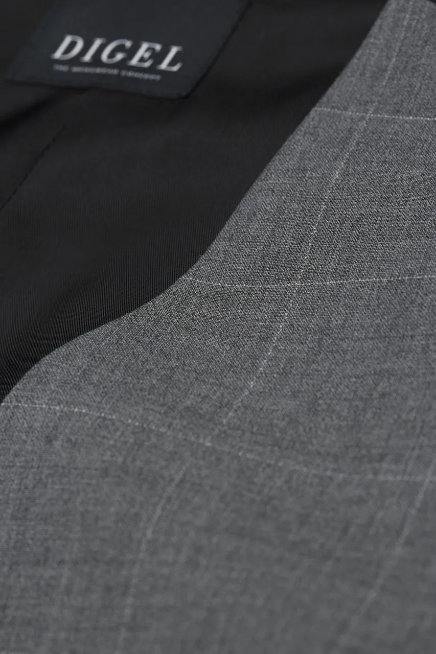 Abito grigio a quadri digel drop quattro corto con gilet