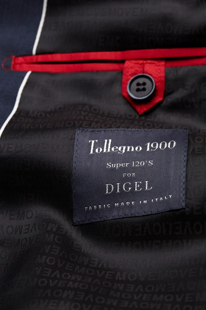 Abito slim fit digel pura lana tollegno super 120's blu e grigio