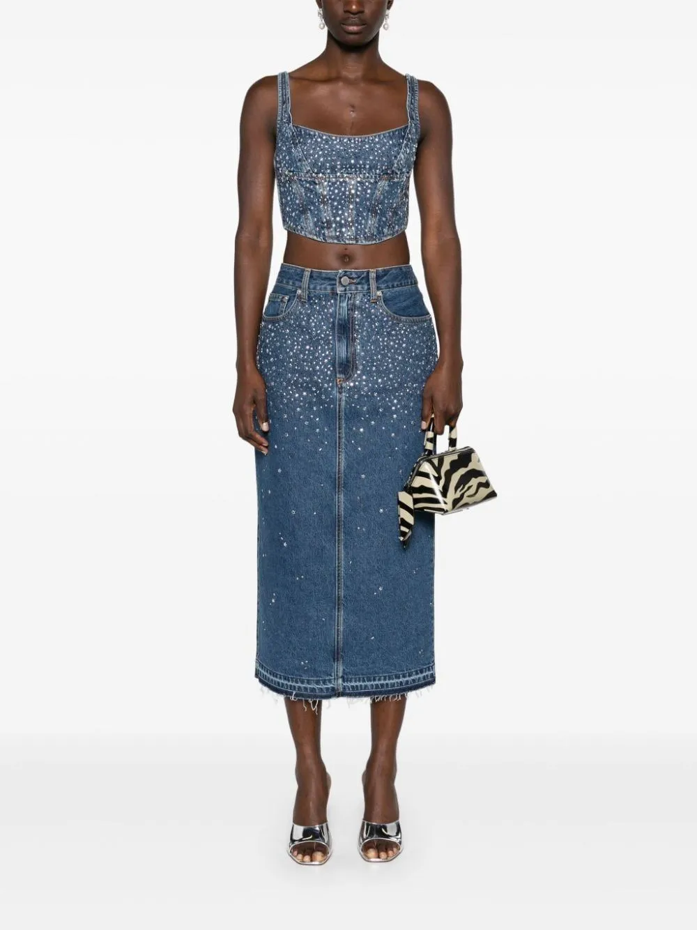   Alessandra Rich  Gonna midi in denim