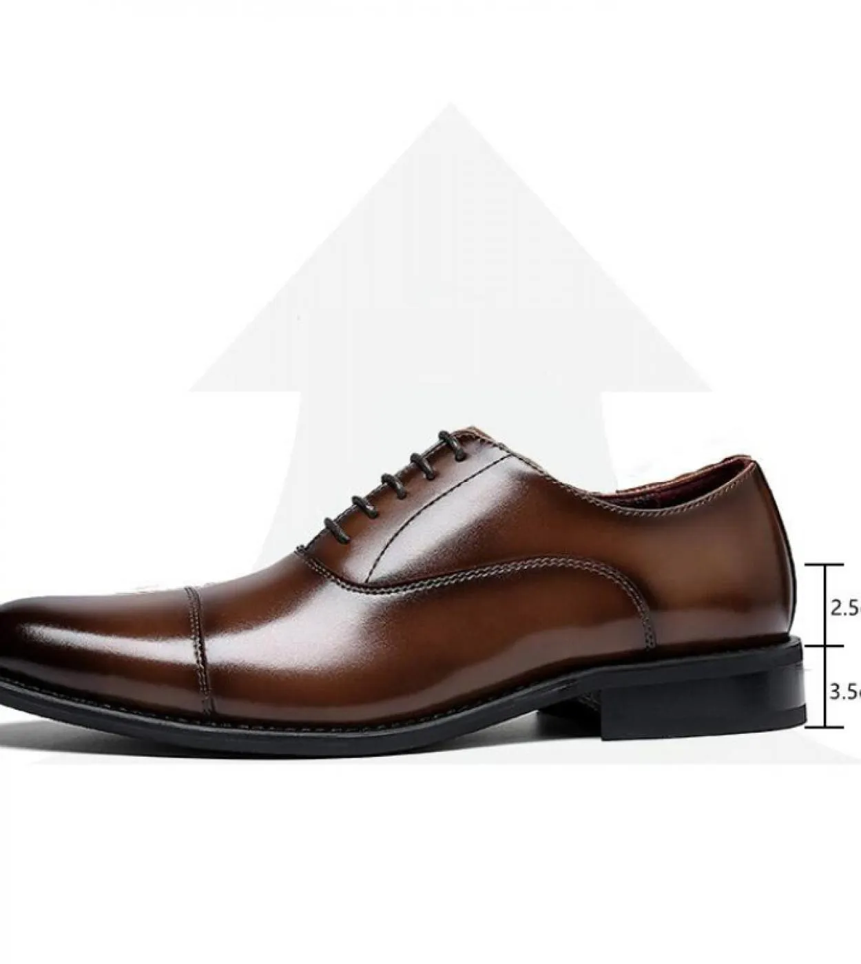 Altezza interna 6 cm Scarpe da uomo in pelle formale Gentleman Taller Scarpe da sposa da uomo Oxford rialzate a tre articolazion