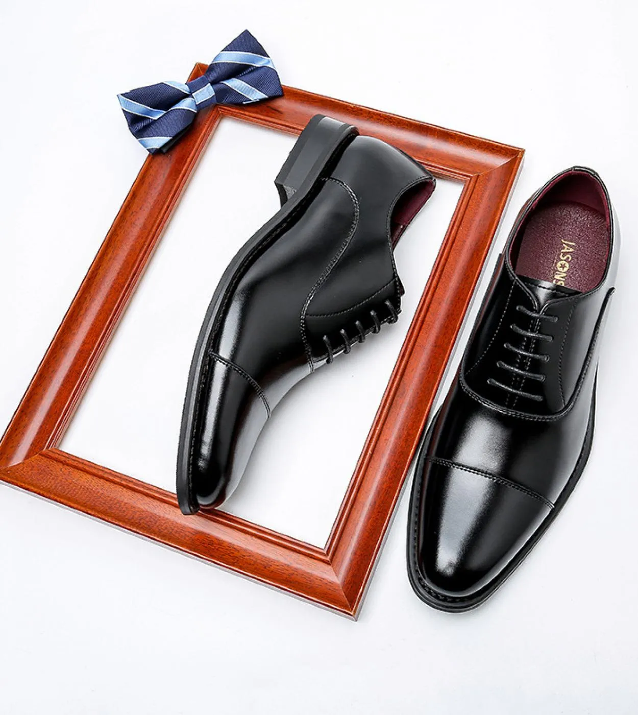 Altezza interna 6 cm Scarpe da uomo in pelle formale Gentleman Taller Scarpe da sposa da uomo Oxford rialzate a tre articolazion
