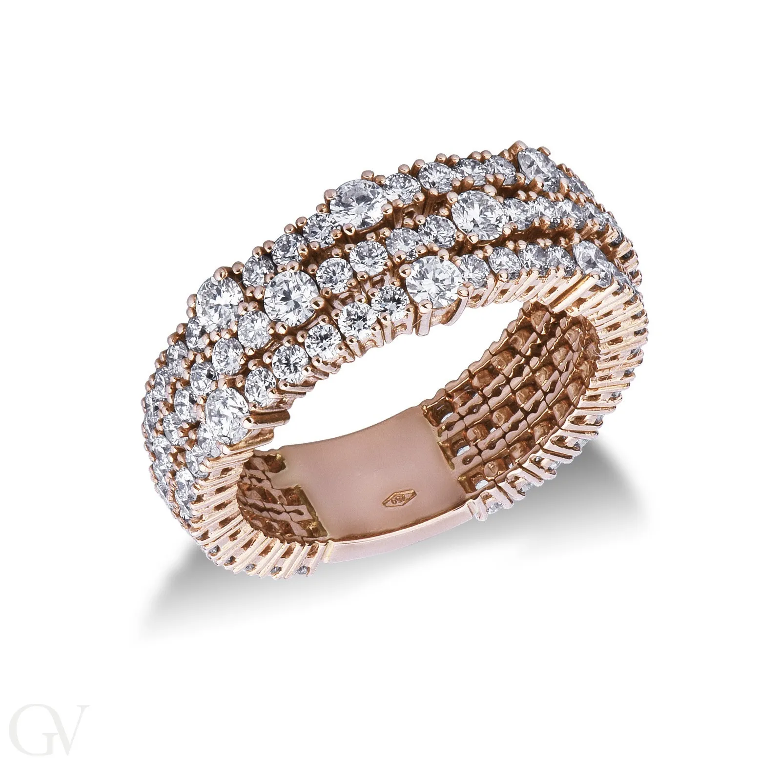 Anello in oro rosa 18k con diamanti
