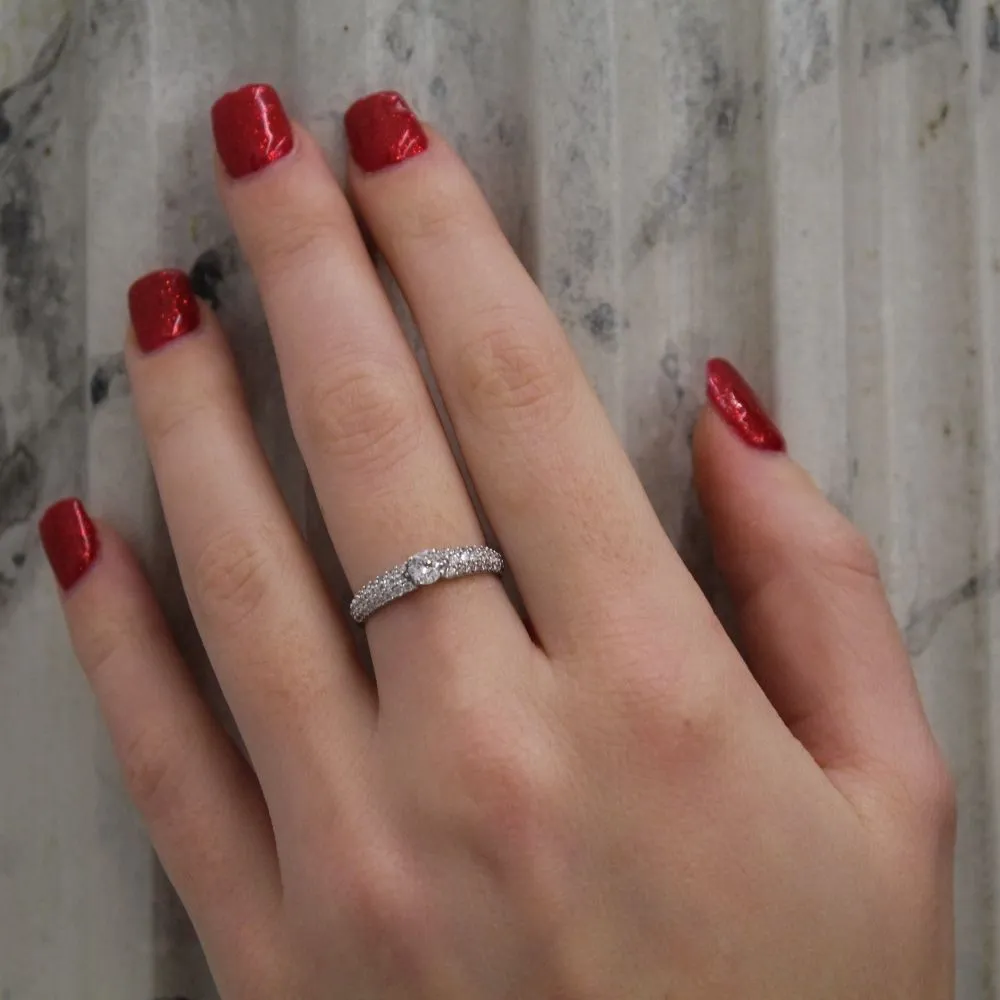 Anello Solitario da Donna in Oro Bianco 18kt e Zirconi