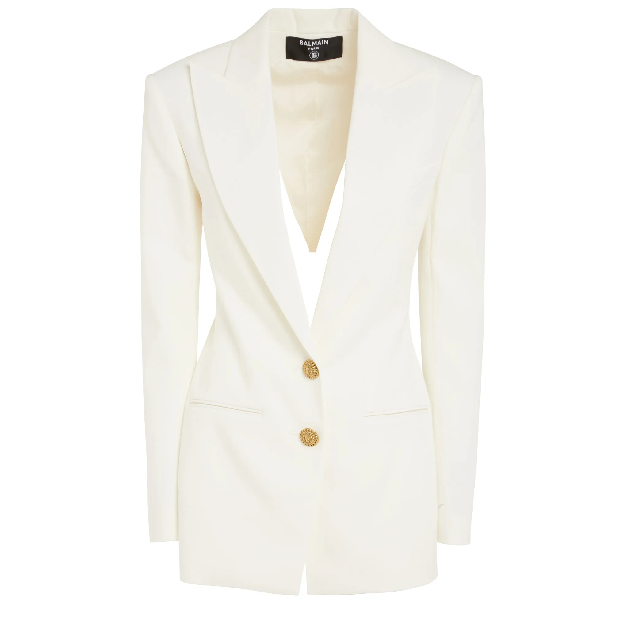 BALMAIN  Giacca mono petto in crèpe bianca