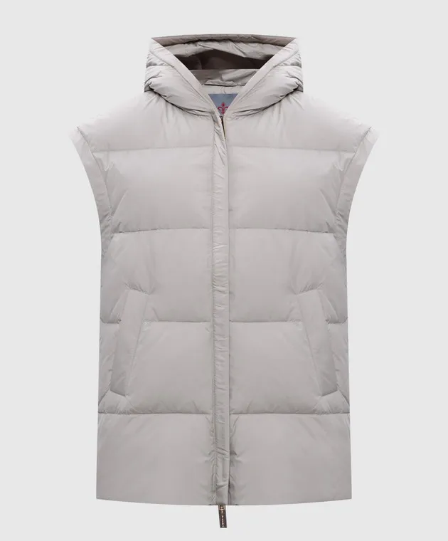 Be Florence Gilet in piumino kaki con ricamo logo FB2415