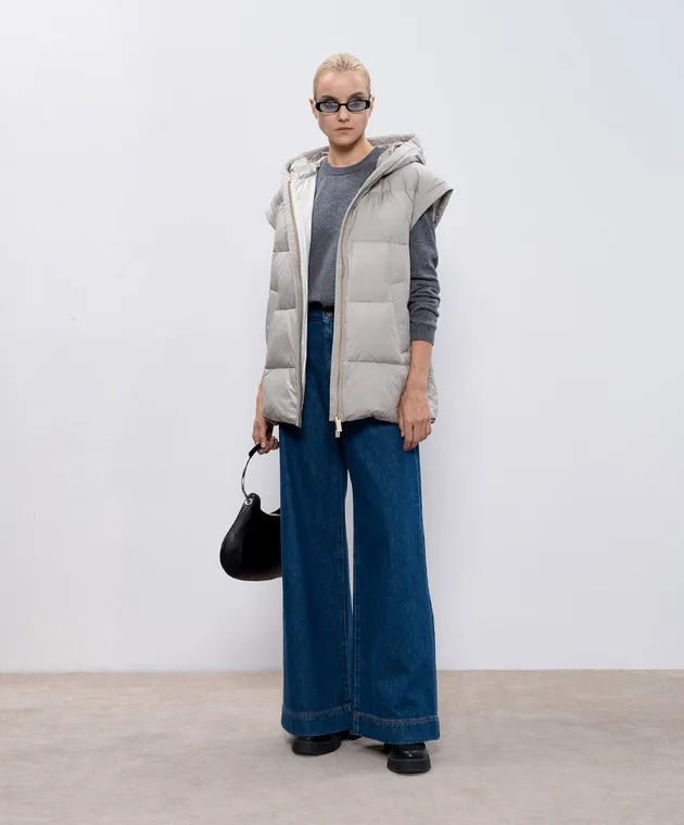 Be Florence Gilet in piumino kaki con ricamo logo FB2415