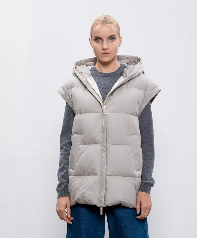Be Florence Gilet in piumino kaki con ricamo logo FB2415