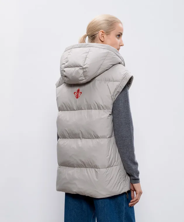 Be Florence Gilet in piumino kaki con ricamo logo FB2415