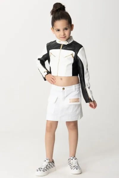 Biker bicolor in ecopelle Ivory/Black