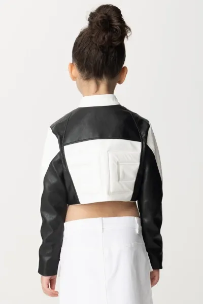 Biker bicolor in ecopelle Ivory/Black
