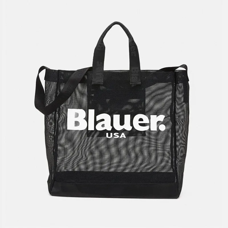 Blauer Borsa Donna Blauer HANA NET SHOPPER Nera con logo Bianco E2022