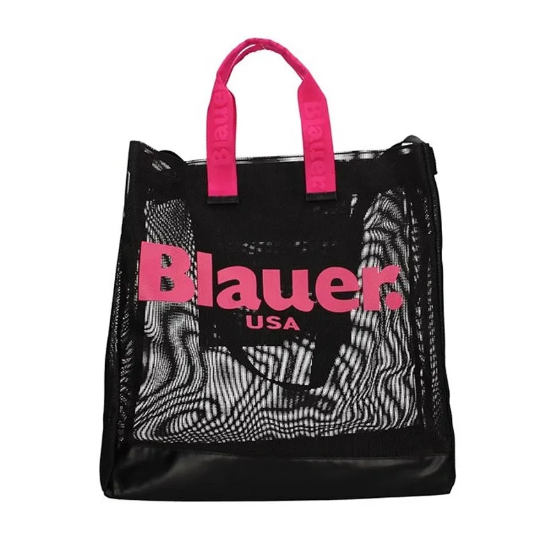 Blauer Borsa Donna Blauer HANA NET SHOPPER Nera con logo Fucsia E2022