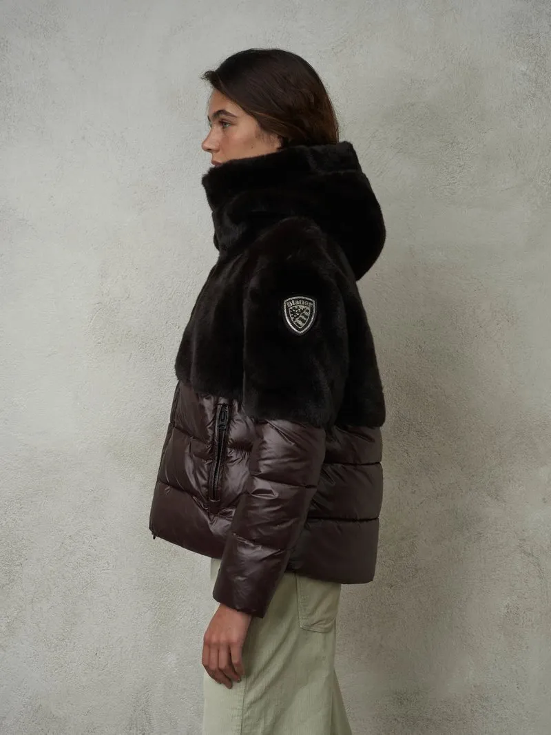 BLAUER Piumino con cappuccio in pelliccia eco