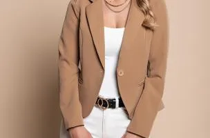 Blazer con collo classico Softina, cammello