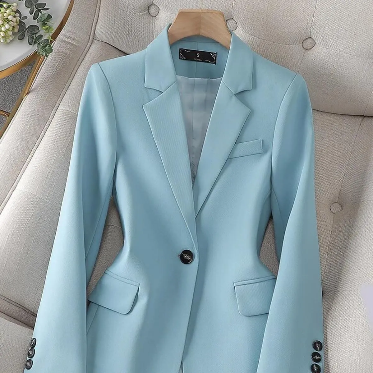 Blazer Donna Bottone Blu Donna Blazer Lungo Giacche Blazer Abbigliamento Donna Blazer