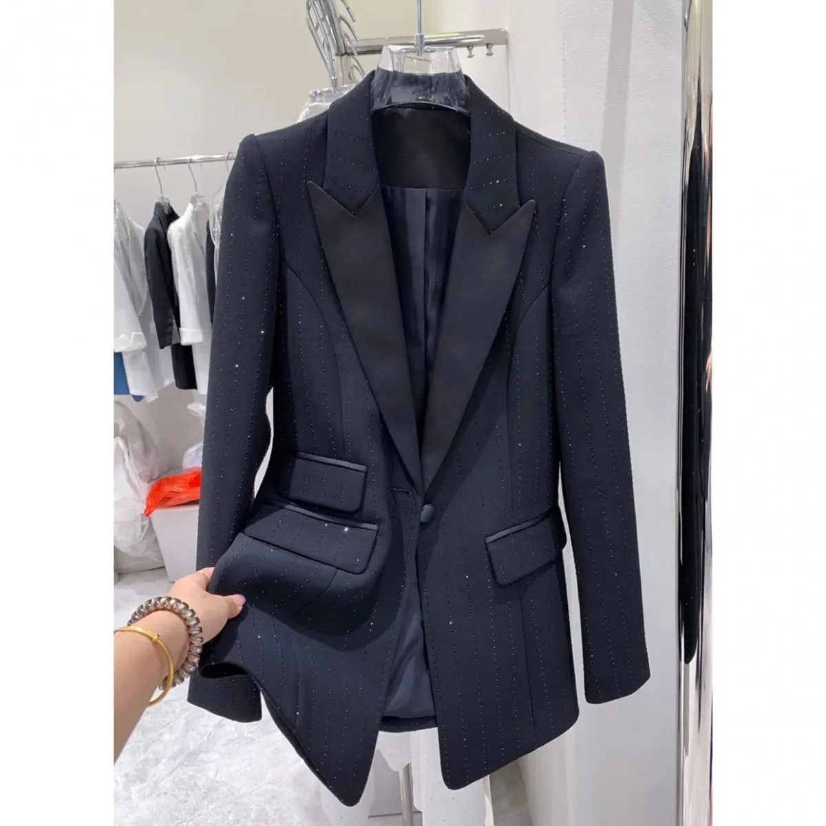 Blazer Donna Strass Ricamo Strass Blazer Donna Blazer Diamanti Alti