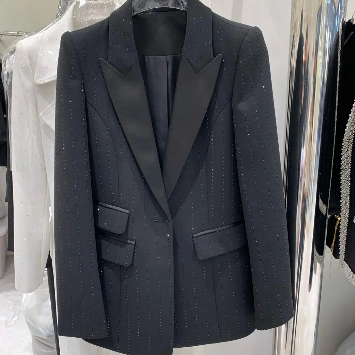 Blazer Donna Strass Ricamo Strass Blazer Donna Blazer Diamanti Alti