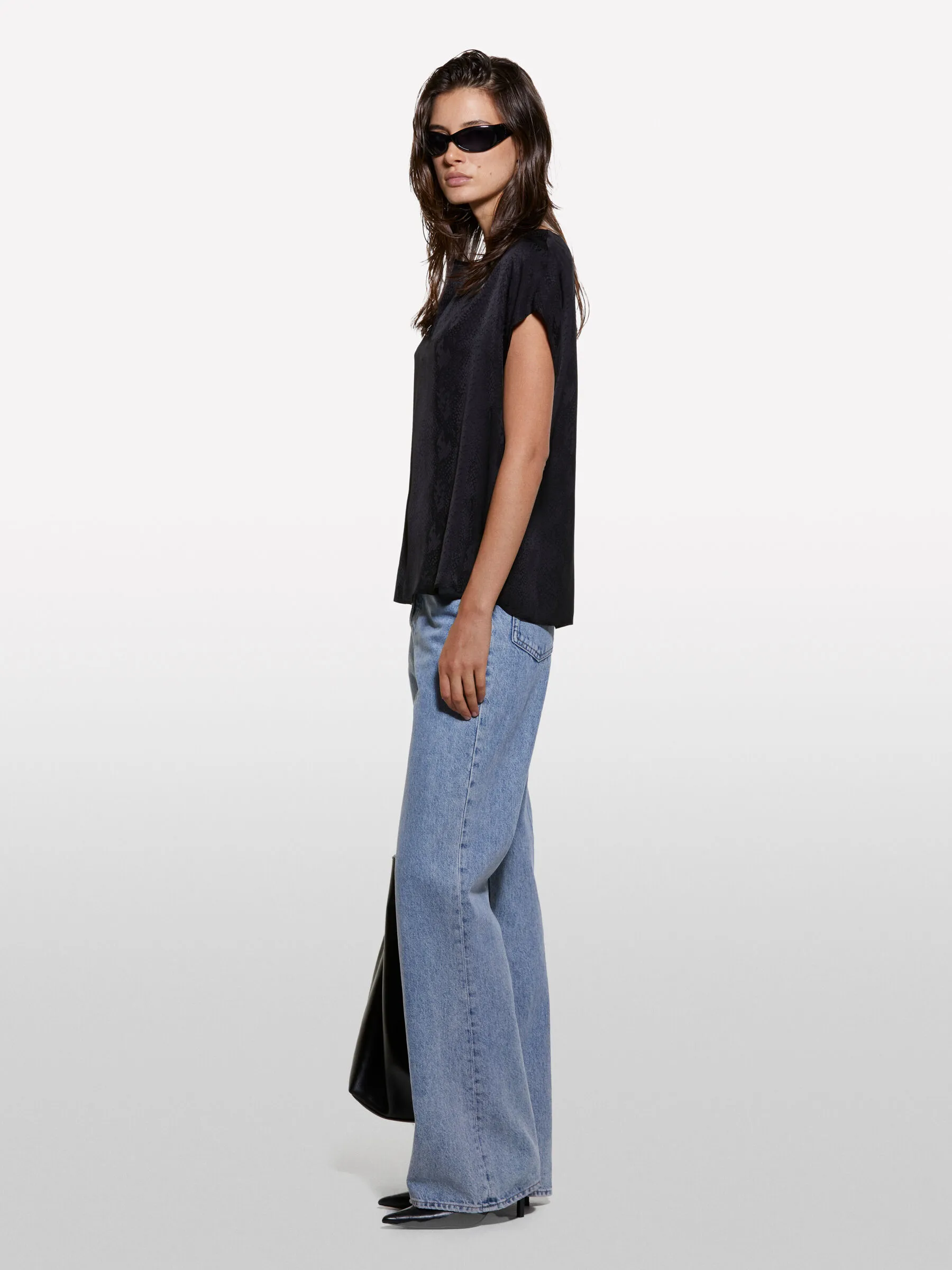 Blusa jacquard nera