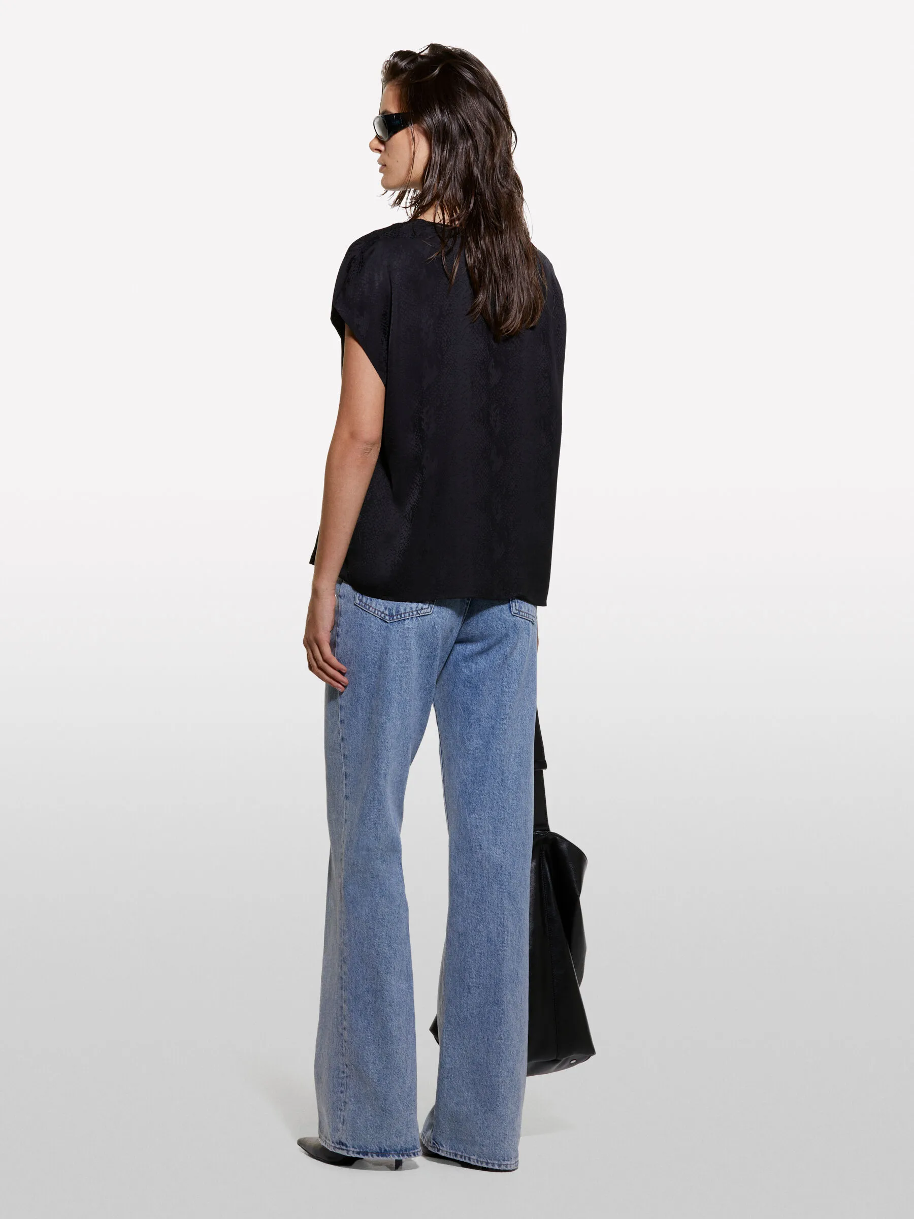 Blusa jacquard nera