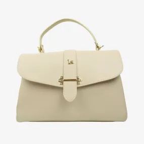 Borsa a Mano Baule Grande Capiente in Pelle Crema