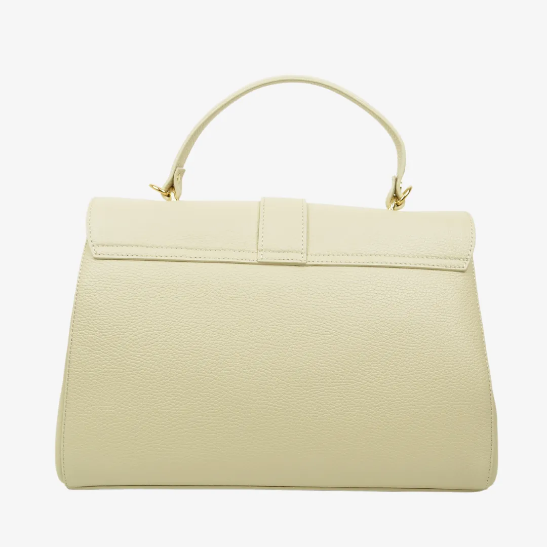 Borsa a Mano Baule Grande Capiente in Pelle Crema