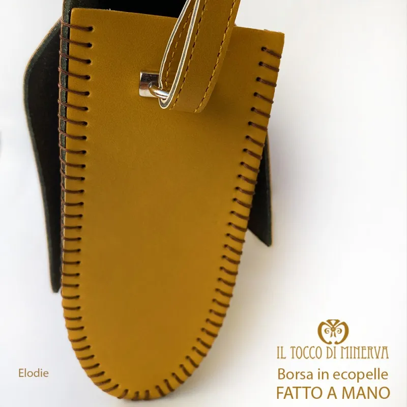 Borsa Ecopelle con tracolla color cuoio Elodie - Realizzata a mano