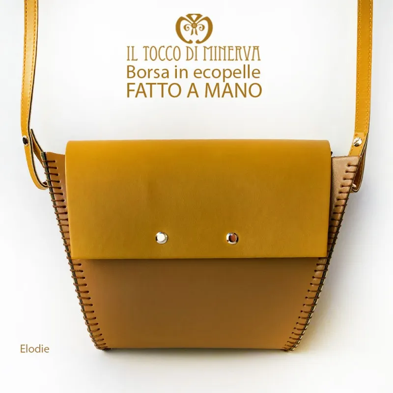 Borsa Ecopelle con tracolla color cuoio Elodie - Realizzata a mano