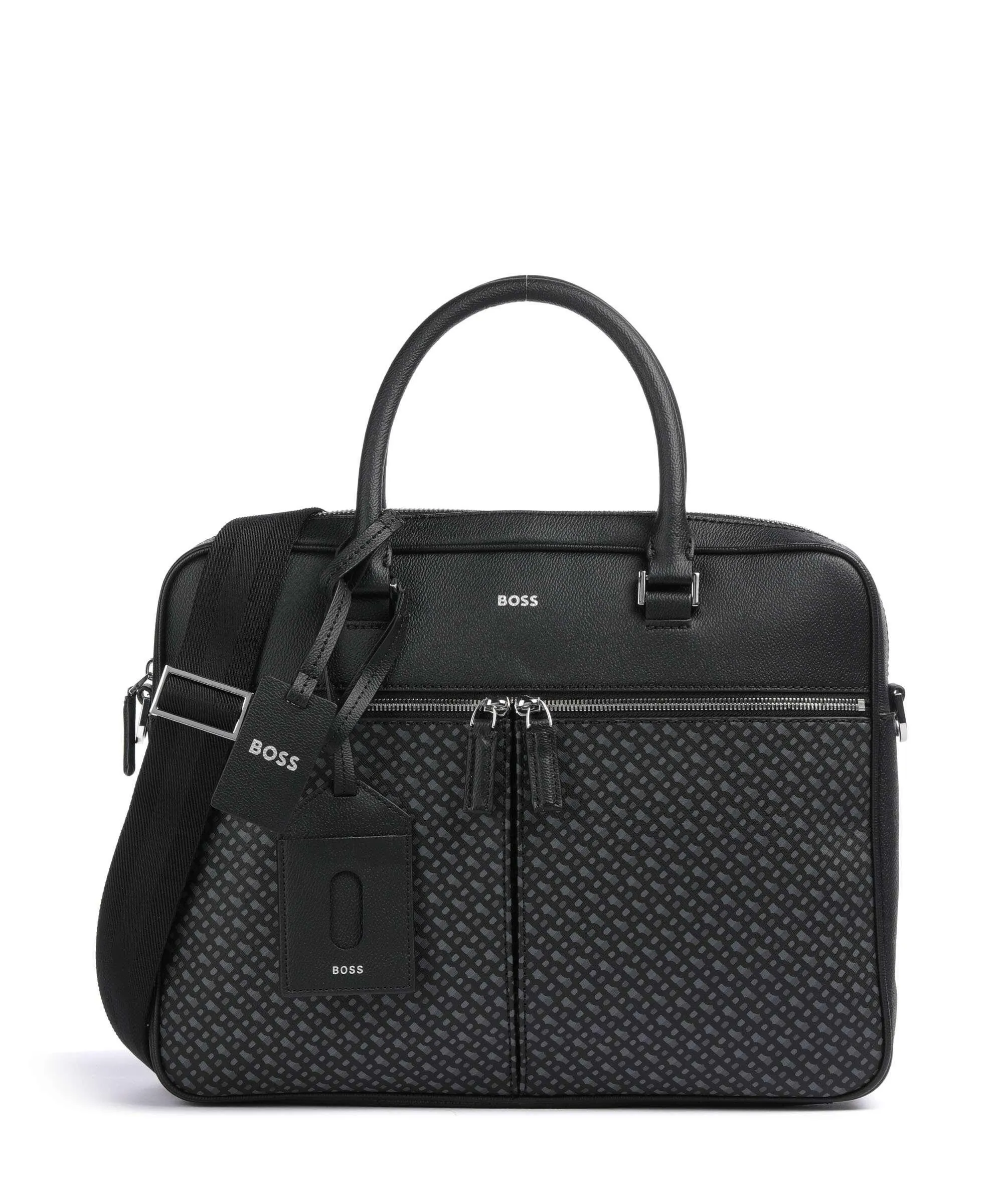  BOSS Zair Cartella 14″ pelle di vacchetta grana nero  
