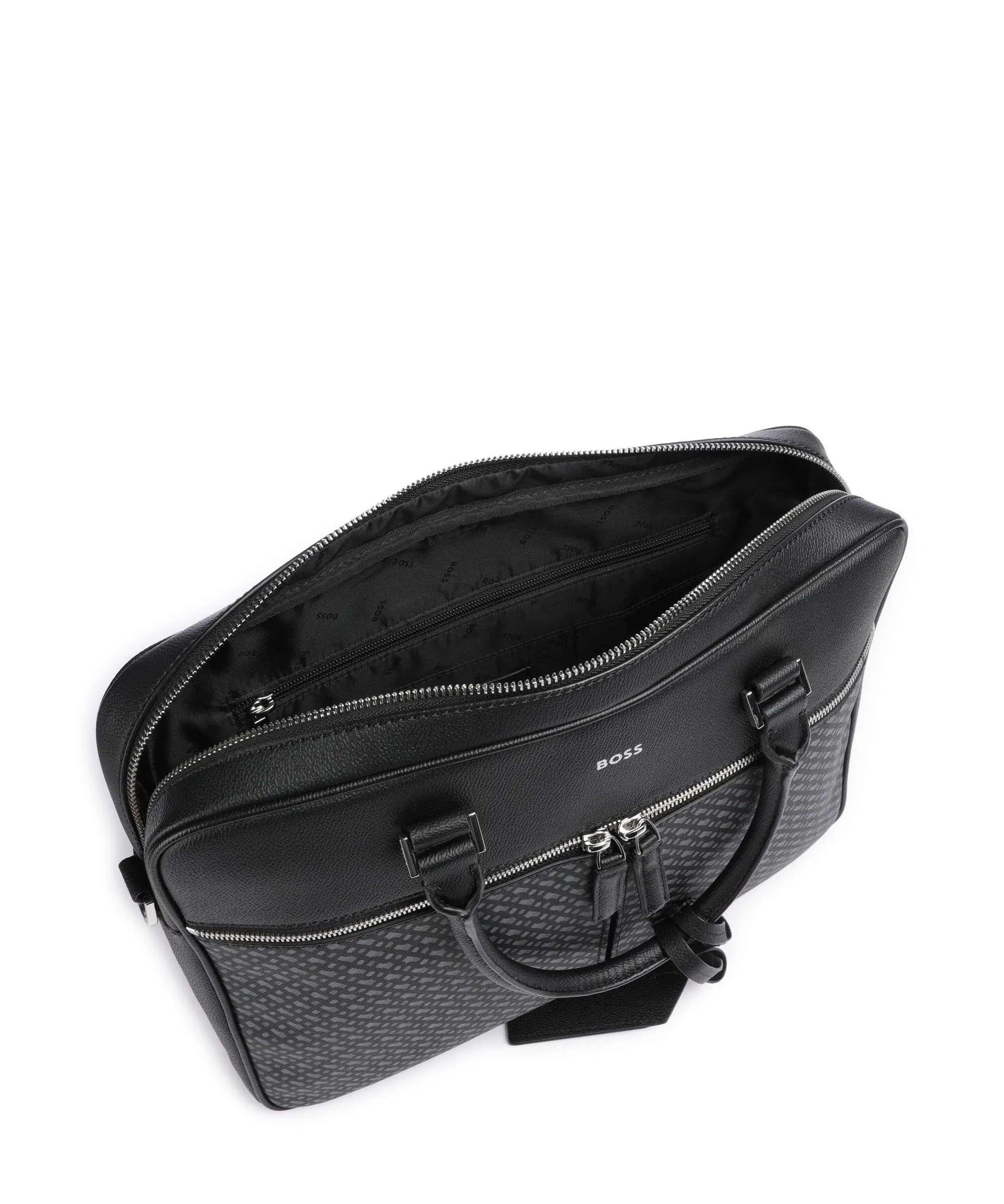  BOSS Zair Cartella 14″ pelle di vacchetta grana nero  
