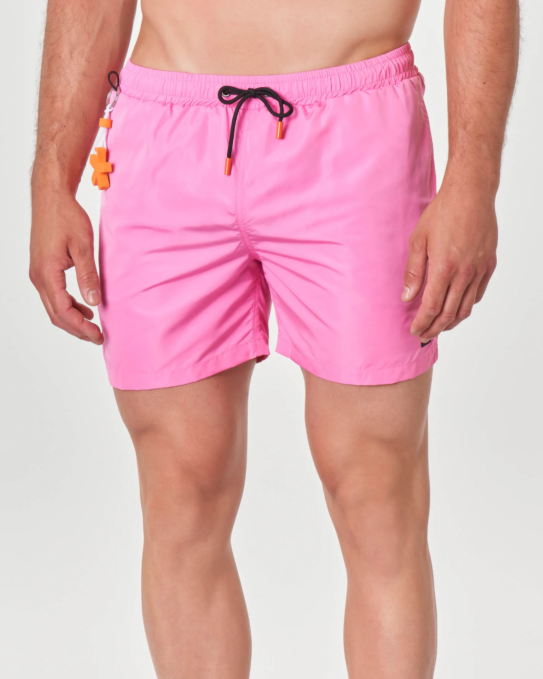 Boxer mare fucsia tinta unita con taschino sul retro