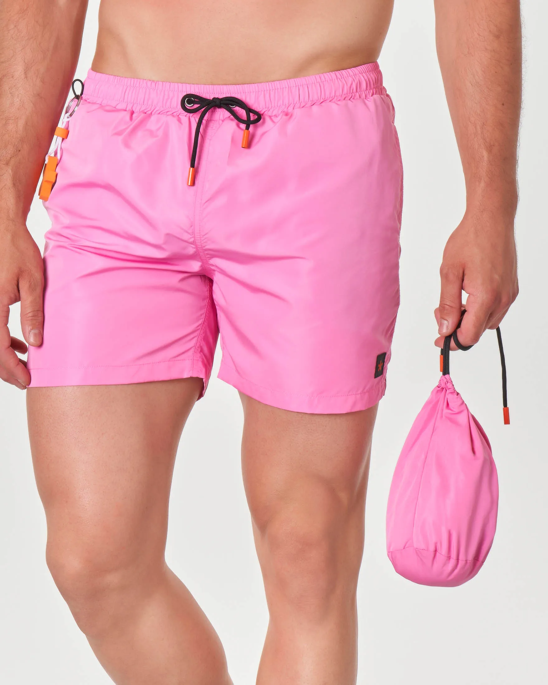Boxer mare fucsia tinta unita con taschino sul retro
