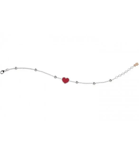 Bracciale Bambino Bambina Gioielli Nanan Bijou Cuore smaltato rosso argento nan0233