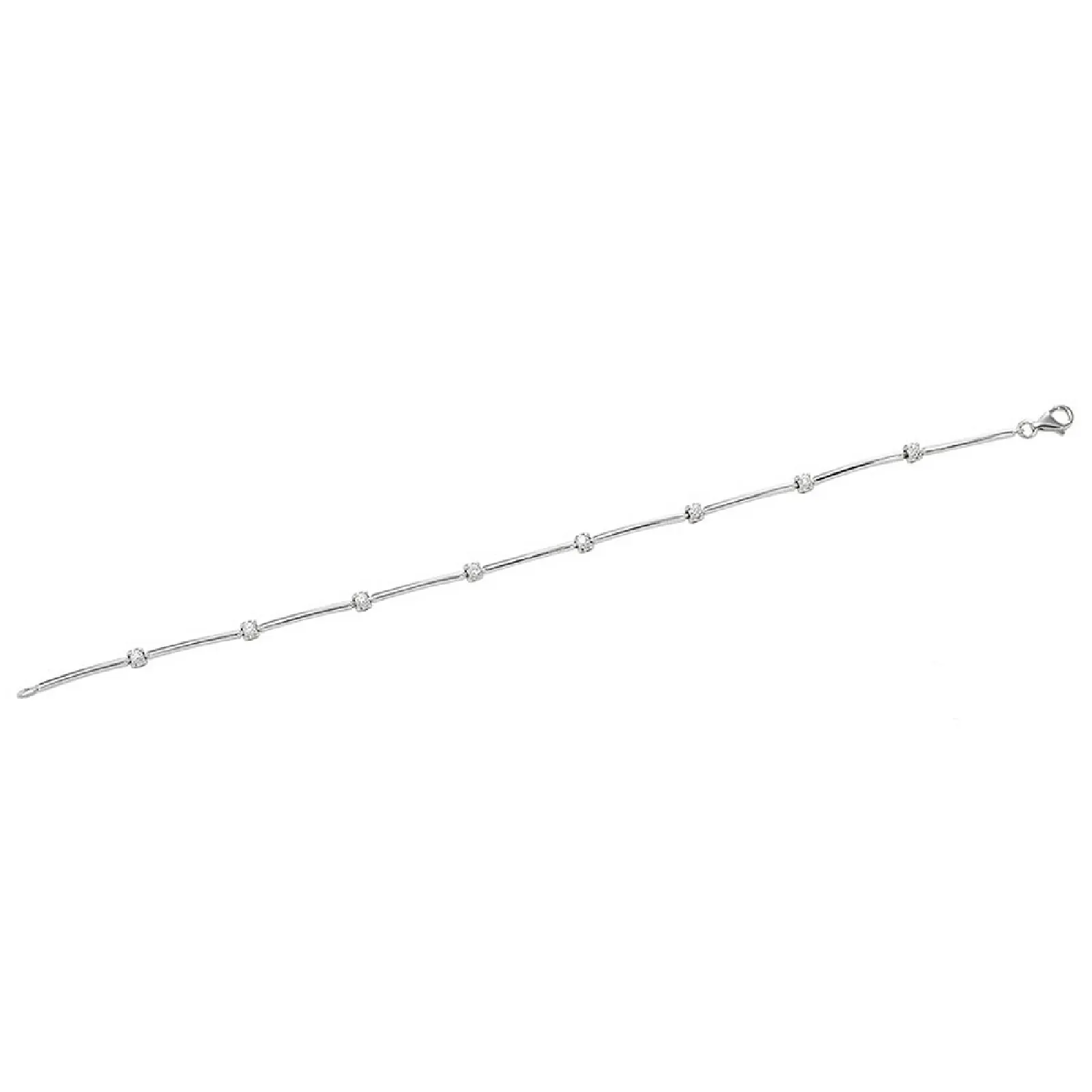Bracciale Barretta pietra in oro Bianco 18k con diamanti, ct 0,25
