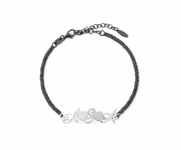 Bracciale My Charm in argento 925% bianco, giallo o rosa personalizzabile con iniziale del nome