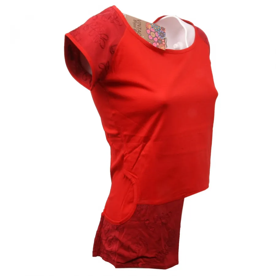 C8610 maglia donna CUSTO BARCELONA asimmetrica rosso t-shirt woman