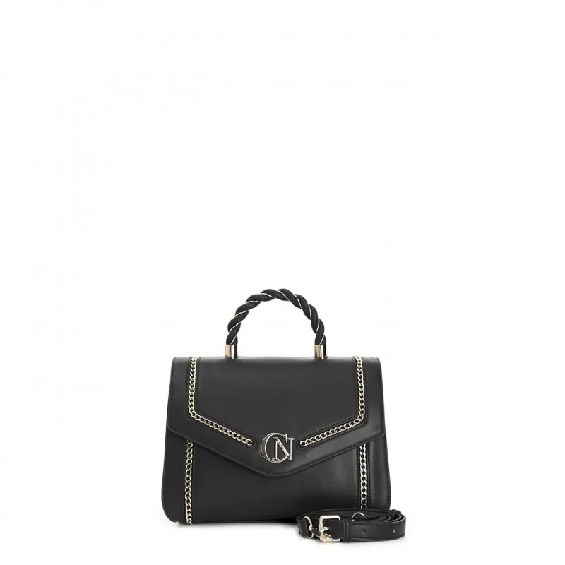 Cafe Noir BORSA A MANO CON APPLICAZIONE DI CATENAIN METALLO E LOGO CN, MANICO IN METALLO - C3NO0729