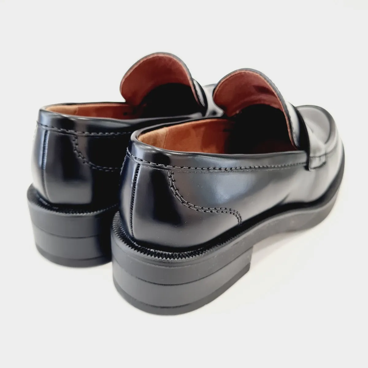 Cafe'Noir Mocassino Pelle Black fondo gomma alto 4 cm. rif.730