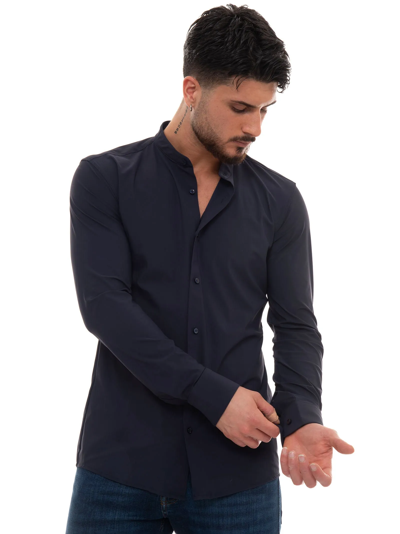 Camicia casual P-HANK-STANDUP Blu BOSS Uomo