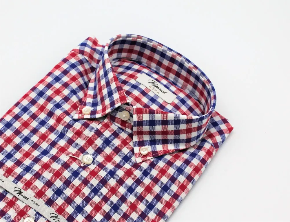 Camicia madras inglese rosso e blu