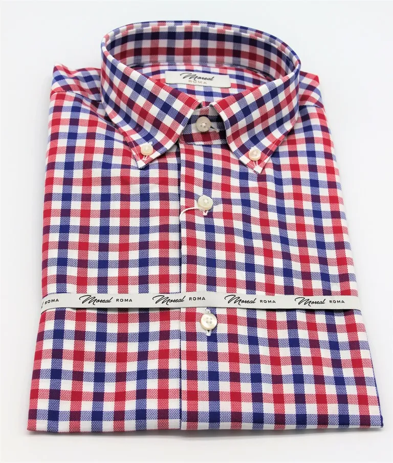 Camicia madras inglese rosso e blu