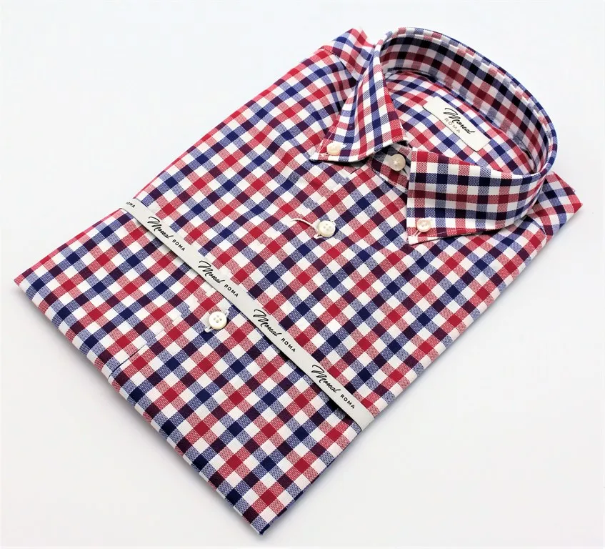 Camicia madras inglese rosso e blu